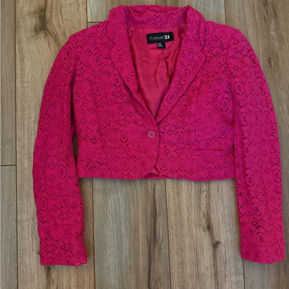 Forever 21 Fuchsia Lace Blazer